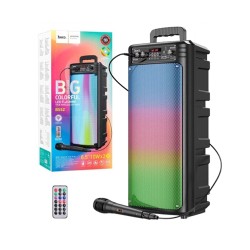 Hoco LED Wireless Speaker BS52 Billowing with Remote and Wired Microphone 2200mAh Black Hoco LED Wireless Speaker BS52 Billowing with Remote and Wired Microphone 2200mAh Black